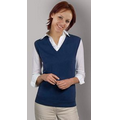 Ladies Acrylic V-Neck Sleeveless Pullover Vest - Navy Blue